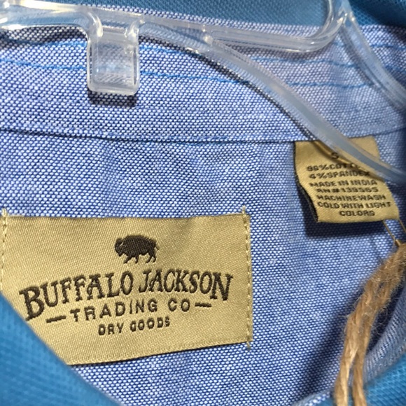 NWT Buffalo Jackson Blue Cotton Polo Shirts - Picture 6 of 13